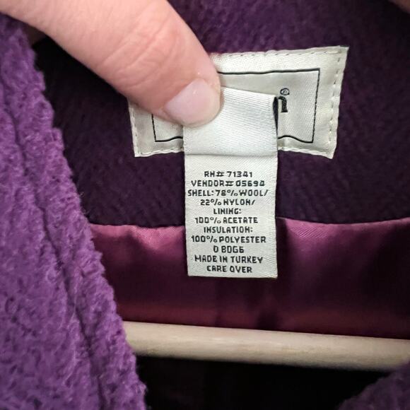 L.L. Bean Purple Wool Zip Toggle Coat Women's Size XS Petite - Picture 8 of 10